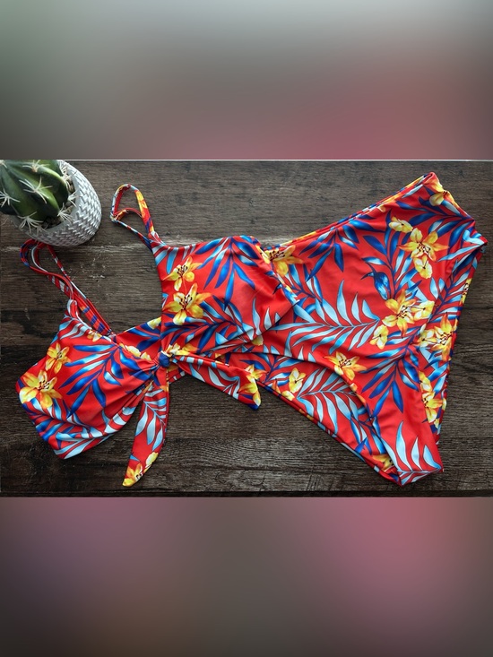 Blooming Jelly Other - Blooming Jelly | Red Tropical Floral High-Waist Bikini Set